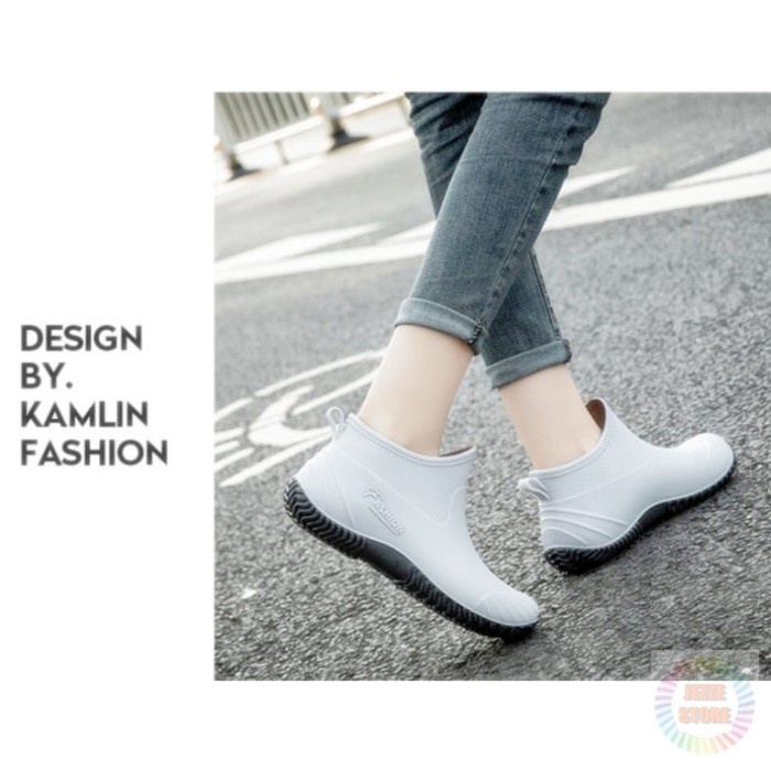 Sepatu Boot Karet Fashion Wanita Tahan Air Nyaman
