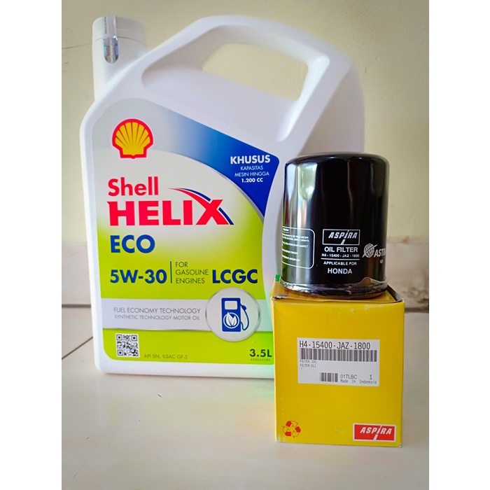 Bestseller Paket Oli Shell Helix Eco 5W-30 + Filter Oli Honda Brio Satya
