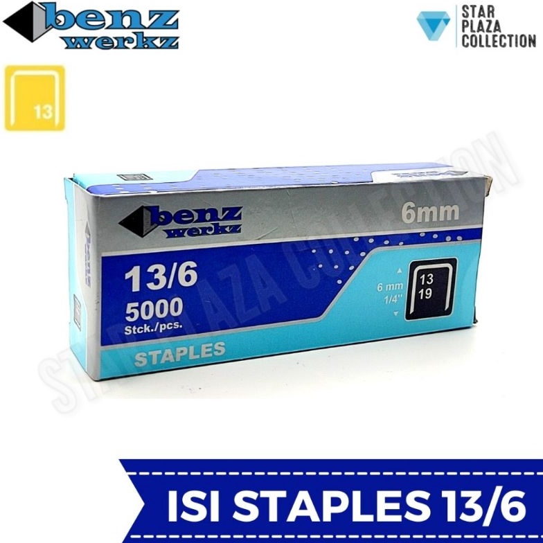 

40 Isi Staples Manual / Staples Tembak Guntacker Merek RAPID RAPIDE / BENZ WERKZ Original Uk. 13/6mm (6mm) - untuk Pengerjaan Jok Motor, Jok Mobil, Sofa, Funiture, Kayu 7750