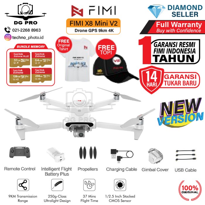DRONE FIMI X8 MINI V2 GPS 9KM 4K 3-AXIS GIMBAL - DRONE X 8 MINI V 2 - X8 MINI V2,PAKET STANDARD