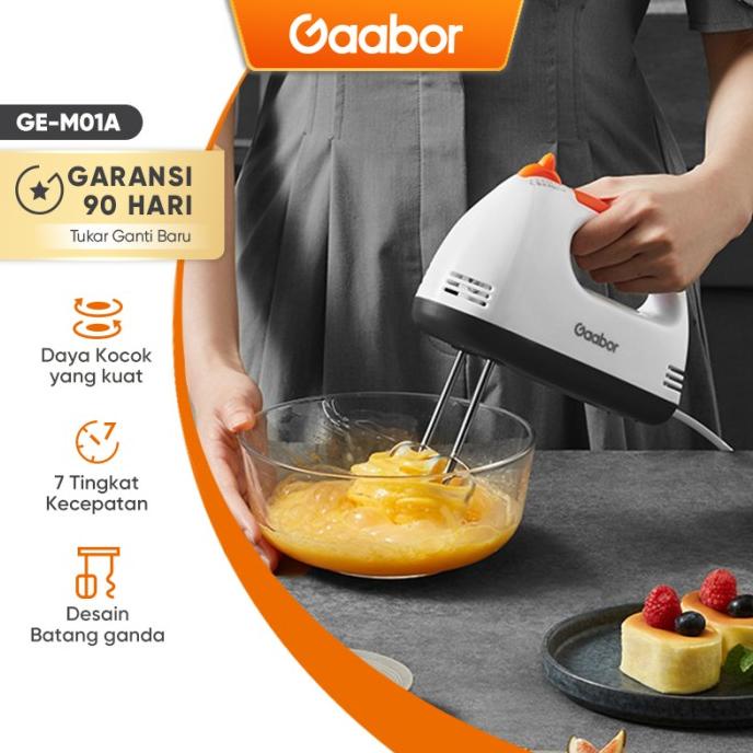 [ New ] Gaabor Hand Mixer 100 Watt Pengocok Telur Pengaduk Stainless 7 Kecepat Terbaik