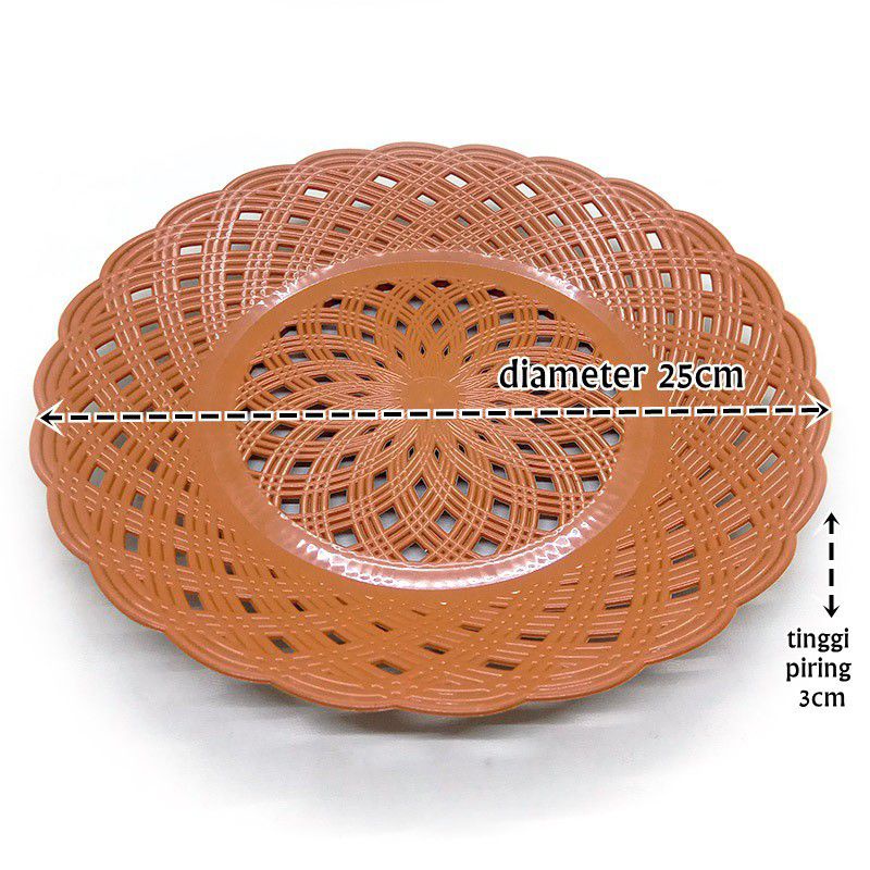 Piring plastik model rotan Diameter 25 cm harga per 12 pcs beli lusinan lebih murah SANGAT COCOK UNT