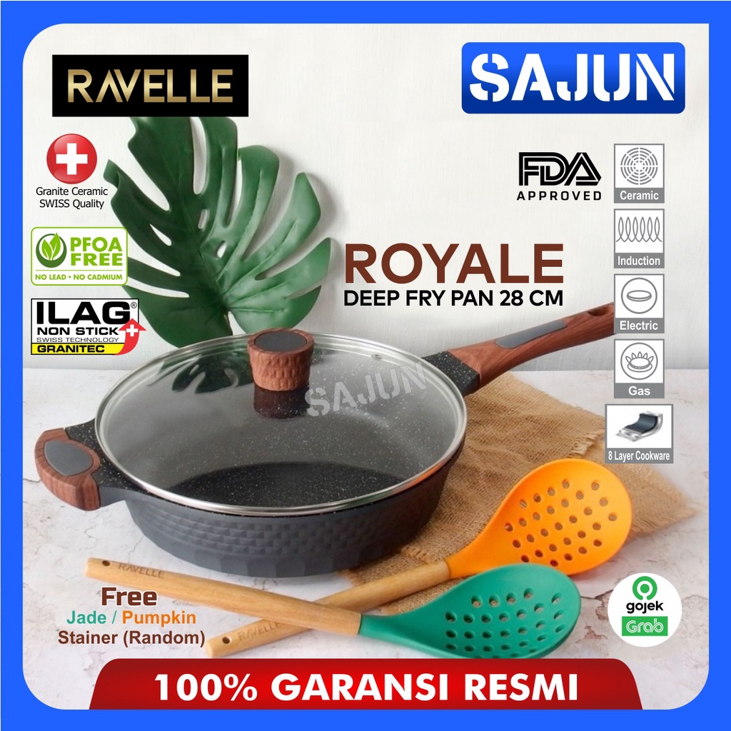 RAVELLE ROYALE Deep Fry Pan with Lid 28 cm Panci dengan Tutup