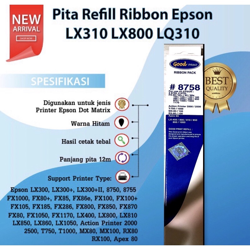 

Ribbon Pack Pita Refill Printer Epson LX300 LX300 LX310 LX800 Print lx-310 lx- 300 lq-310 lq-300 Goodprint