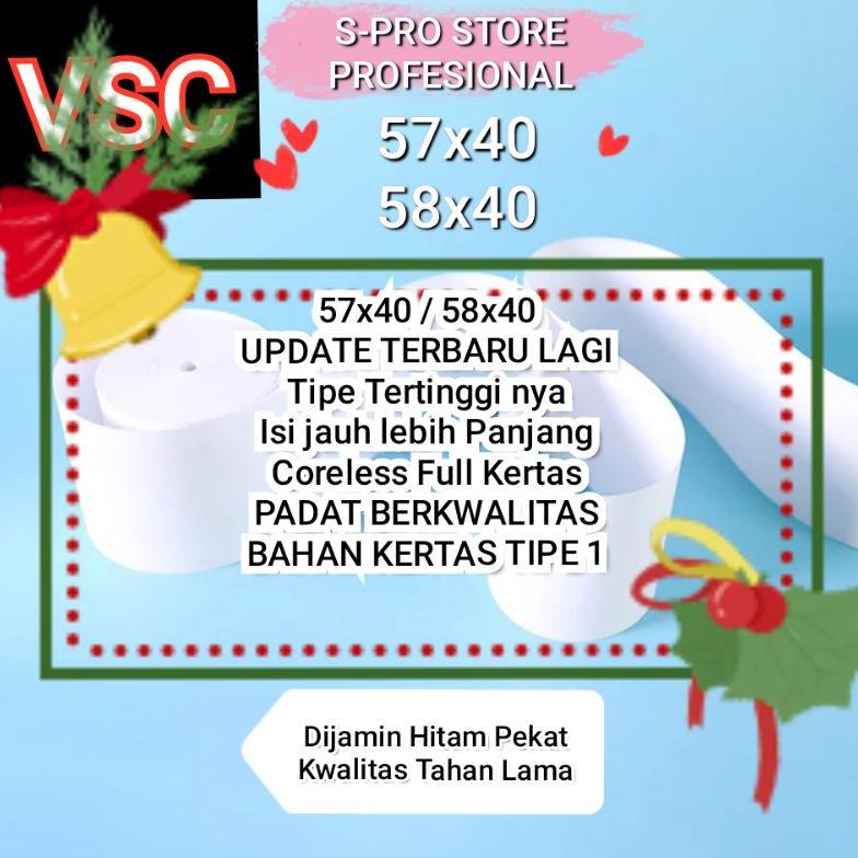 

8.8 10 Roll Vsc Kertas Struk Kasir 57X40 58X40 Ppob Thermal Pos Receipt Mobile Printer 58Mm Grosir !!