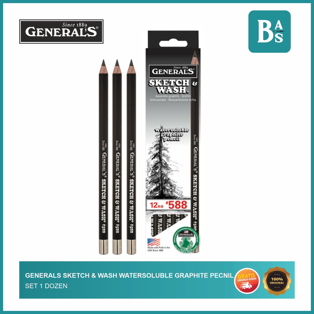 

General's Sketch and Wash Watersoluble Graphite Pencil Set 1 Dozen