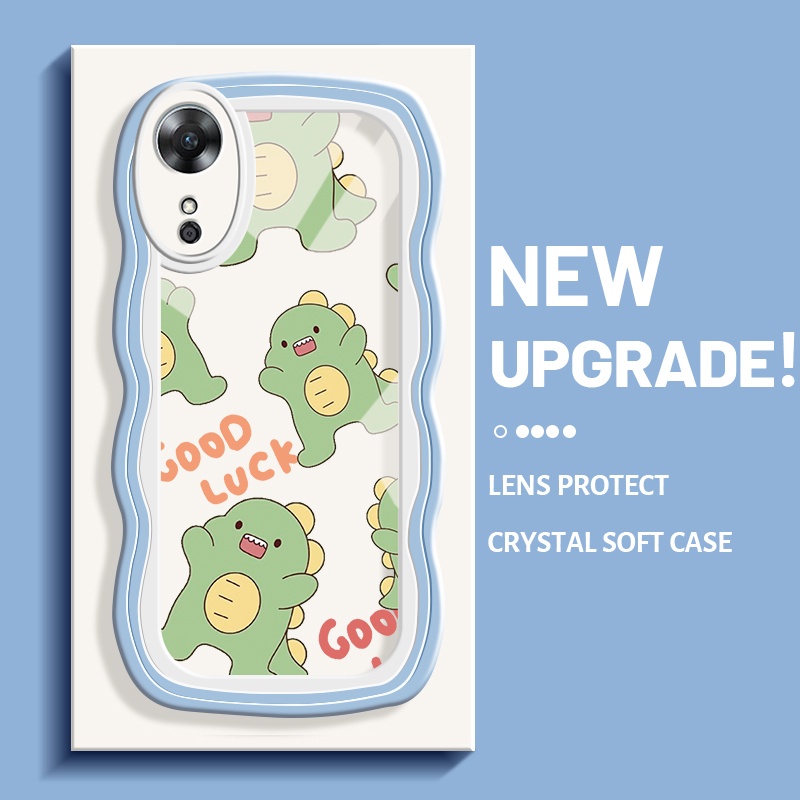 Casing Ponsel untuk OPPO A17 A17K A16 A16s A54s A15 A15s A35 Case lucu pola dinosaurus Casing ponsel