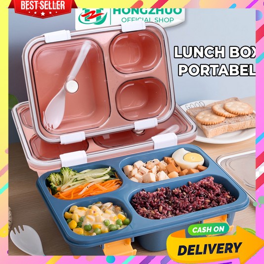 Lunch Box Set Anak Sekolah Paper Stainless Steel 1 Anti Tumpah Wadah Nasi Tahan Panas Lunchbox Laki 