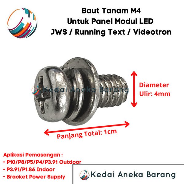 Baut Tanam M4 Outdoor Panel Module Modul LED Running Text Videotron