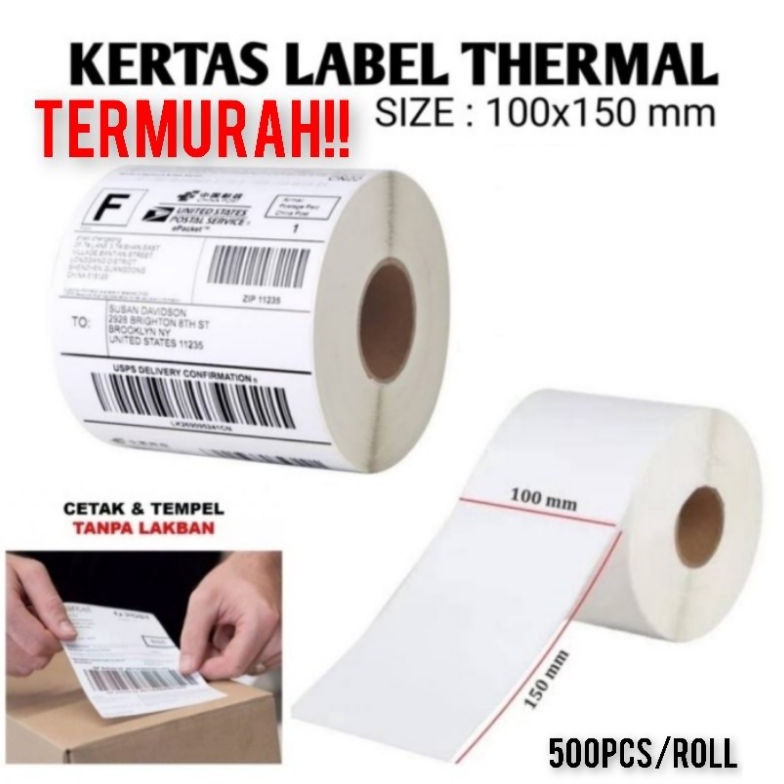 

COD!! LABEL STICKER THERMAL 100 x 150MM ISI FULL 500pcs TERMURAH_TERBARU...050 37