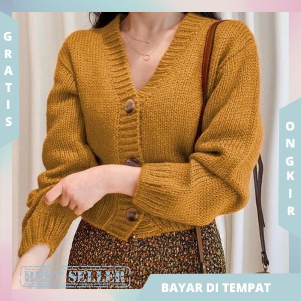 Caridgan Rajut Long Crop Cardigam Outwer Kardi Otherwear Outfit Kardy Wsnita Kekinian Cardigan Terba