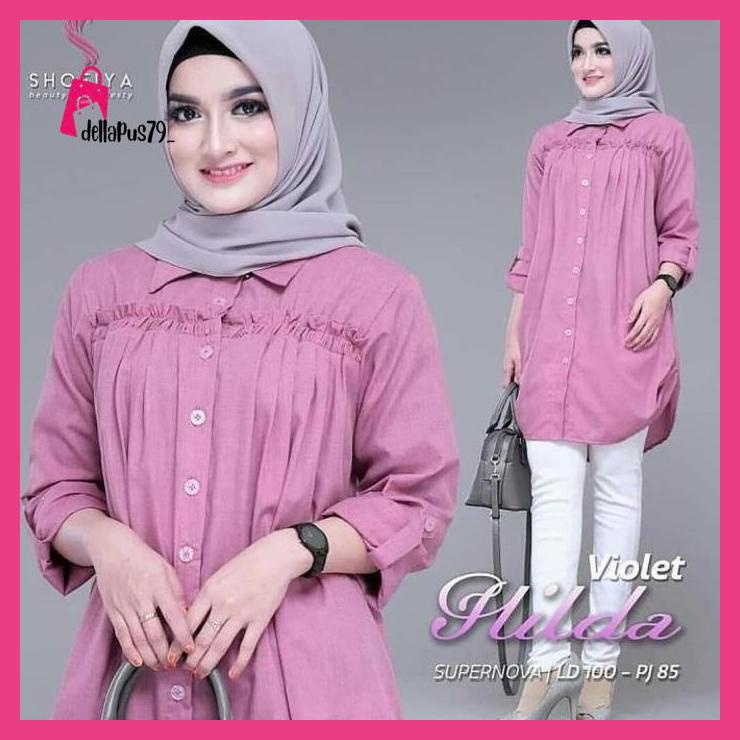 baju tunik muslik wanita terbaru / hilda tunik / atasan murah grosir dellapus79_