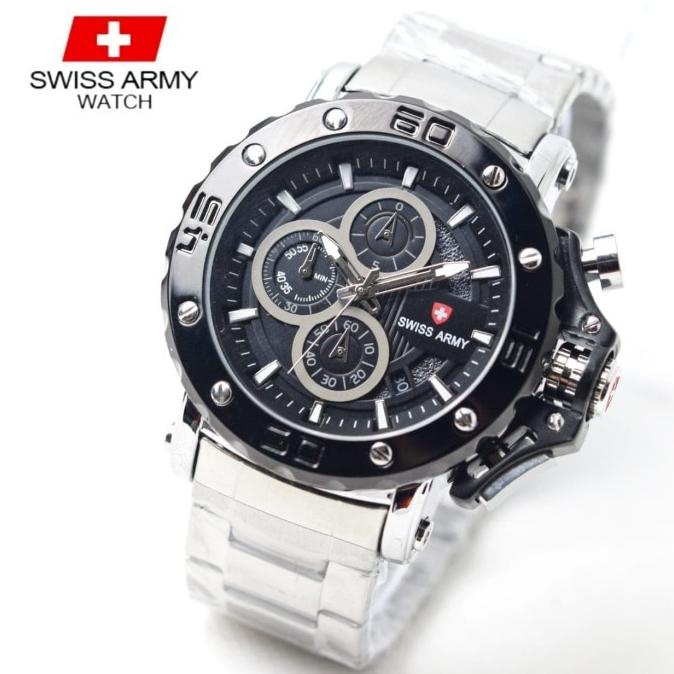 Diskon Jam Tangan Pria Swiss Army Chronograph Aktip Stainles Naz_Lil