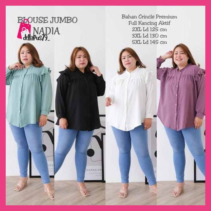 Blouse Jumbo Kode BLUSKAN 5XL Baju Atasan Blouse Kemeja Super Jumbo dellapus79_