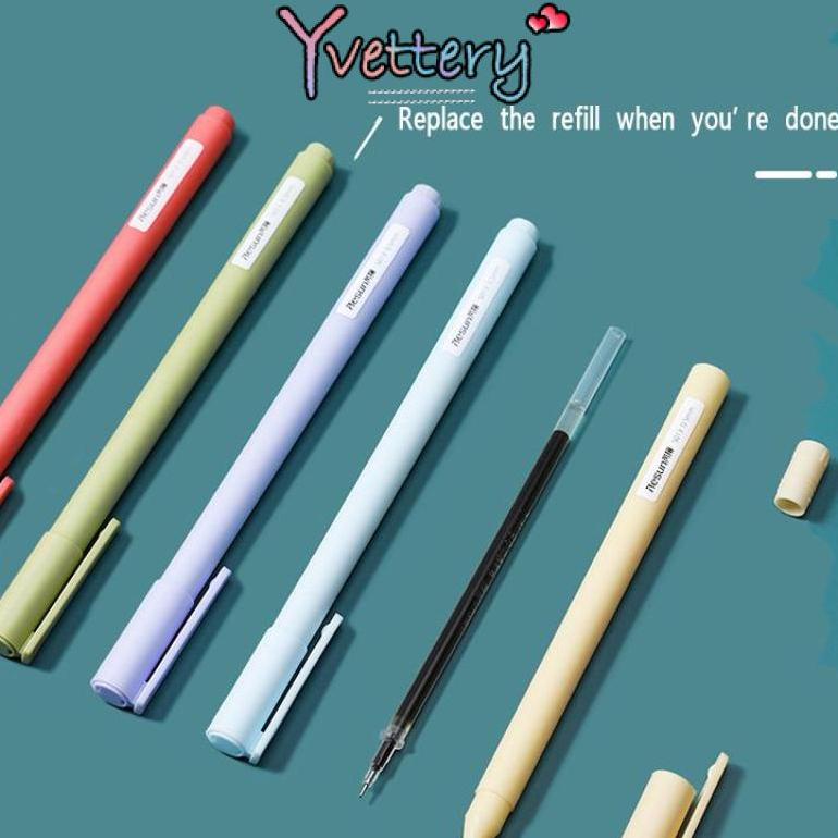 

Grosir 5Pcs Xiaomi Kaco Pen Gel Pure Retro Plastic Gel Pen 5 Color Tinta Isi Ulang 0.5Mm 5 Warna Macarons Tahan Lama Cod Yy