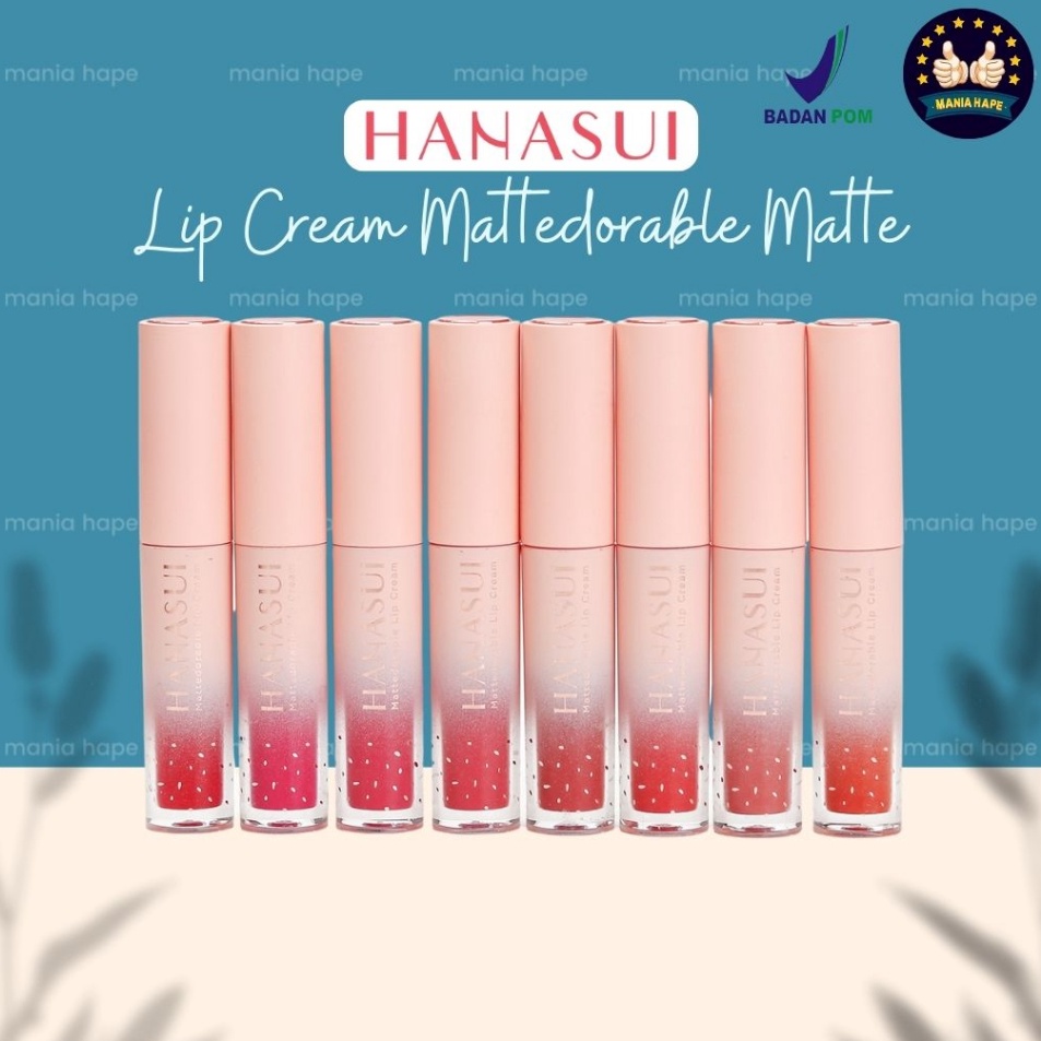 Stock Banyak [ HANASUI ] Lip Cream Mattedorable Matte Nude Boba Lipstick BPOM MH Diskon