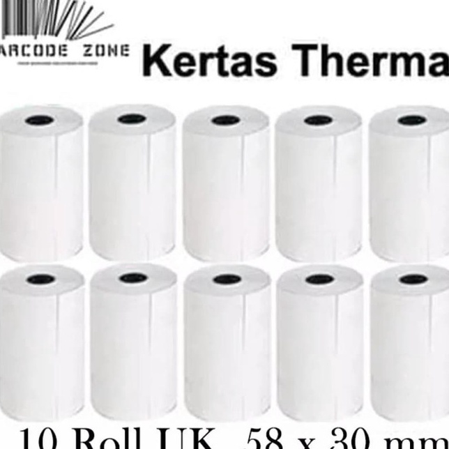 

WNMD4004☘ KERTAS STRUK THERMAL 58x30mm - EDC / Kertas Printer Bluetooth Isi 10 - SEPACK - CORELESS ㊬