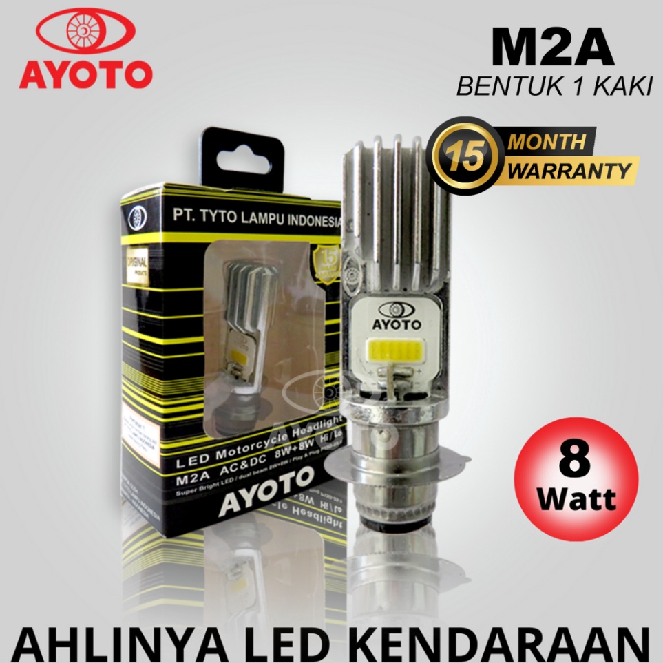 ➠Tyl Lampu LED Motor warna KUNING Bebek Matic AYOTO M2A arus AC/DC Socket T19/H6 ❁ Ready