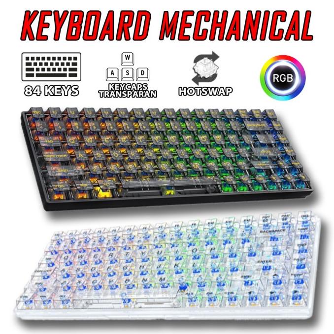 LEAVEN K840 Keyboard Mechanical CRYSTAL TRANSPARAN KEYCAPS