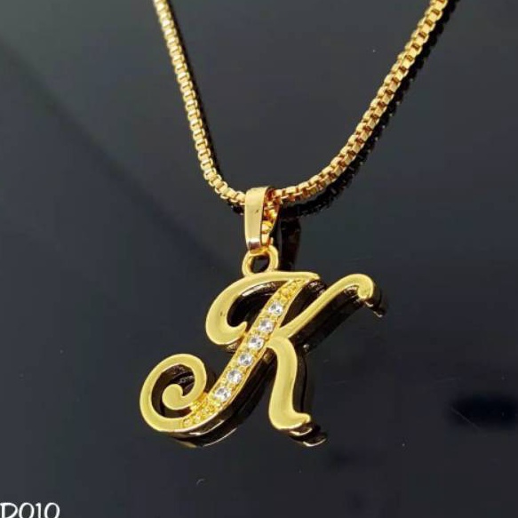 ✷Kirim Langsung S0MOZ Fourfashion XD010 - Kalung Huruf Inisial Nama - Set Perhiasan Xuping Lapis Ema