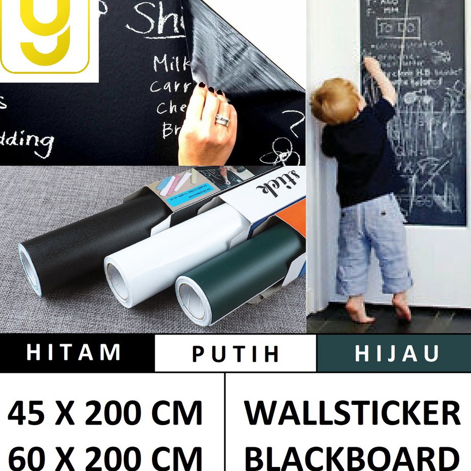 

Ready Stok Stiker Papan Tulis 60x200cm / Wallsticker Blackboard Whiteboard Yelo Terkini
