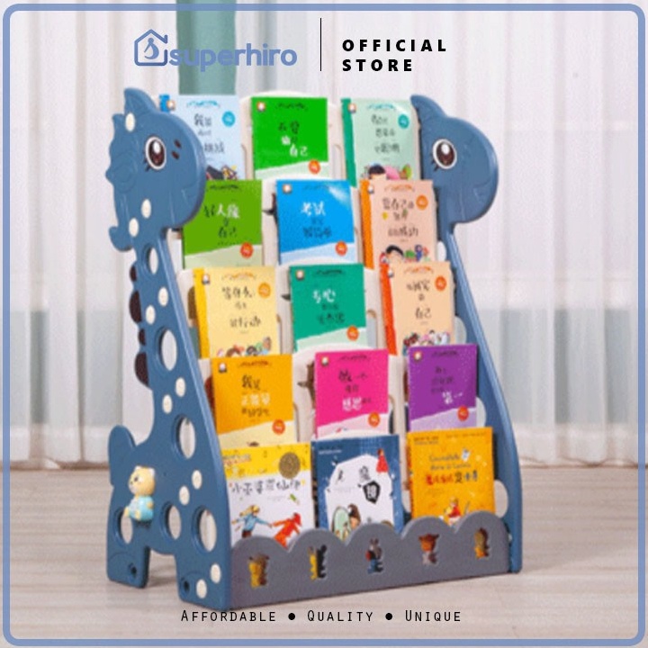 Menarik!.. Rak Buku Anak 4 Tingkat Kid Bookshelf Rak Dekoratif Jerapah Boy Girl Kado Hadiah