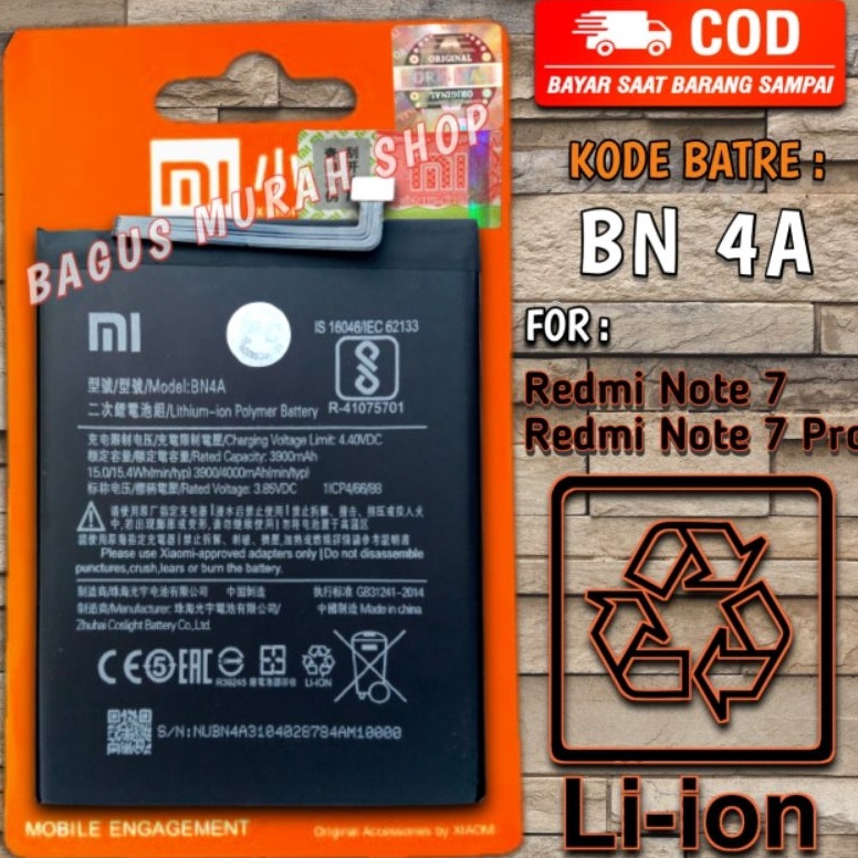 Big Sale.. Batre BN4A battery baterai hp Redmi note 7 Redmi note 7pro BN 4A Redmi note7 BN-4A Redmi 