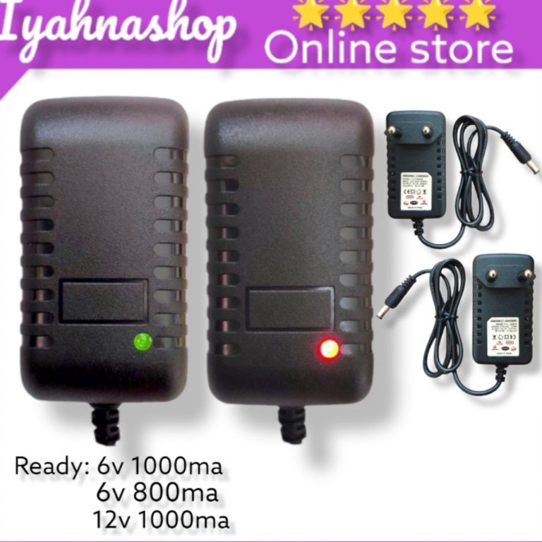 HARGA TERMURAH. PROMO CHARGER MOTOR AKI - CASAN MOBIL AKI -  ADAPTOR MOTOR AKI MAINAN ANAK 6 volt 10