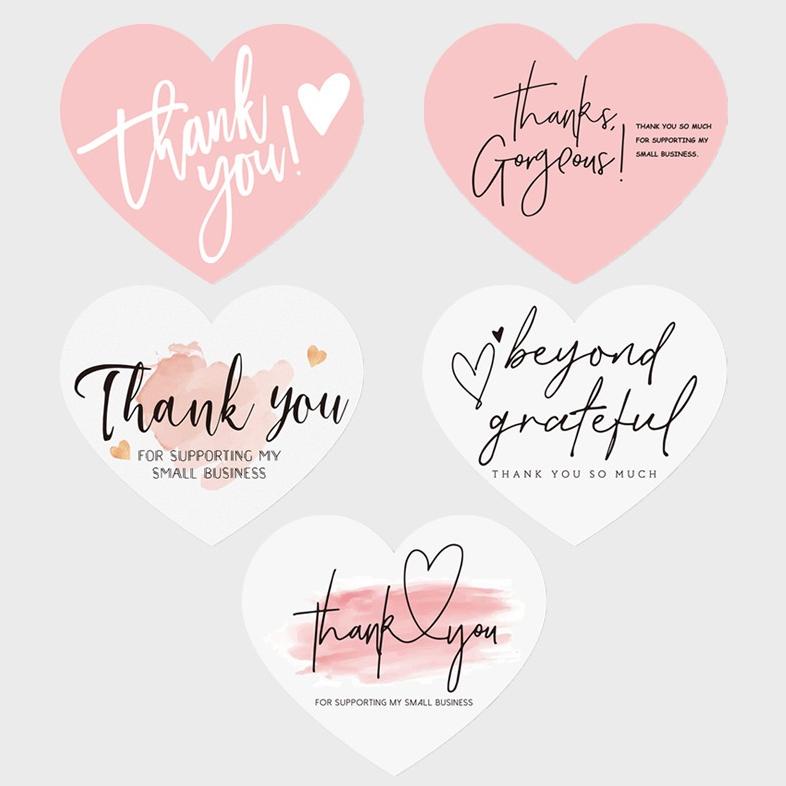 

Terlaris 30Pcs Heart Shaped Thank You Packaging Card 6X7Cm