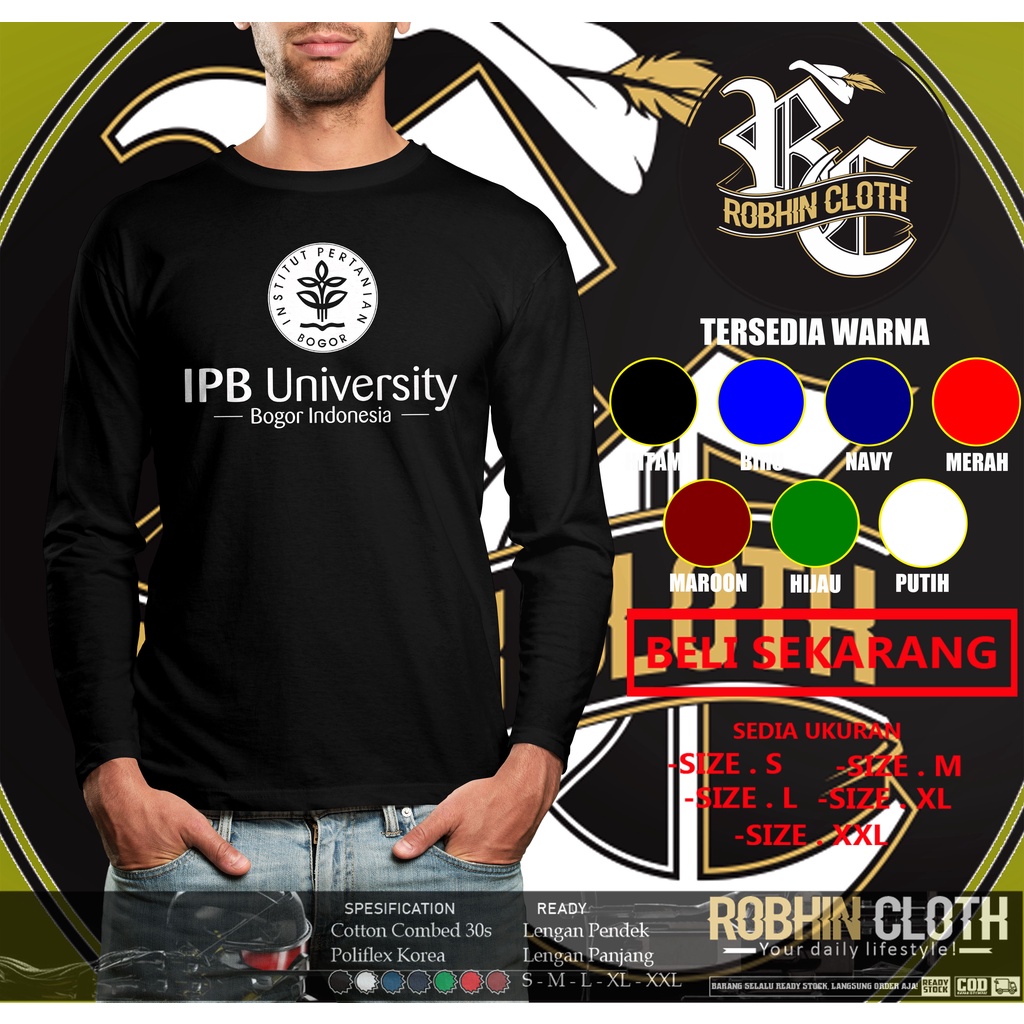 Kaos IPB Institut Pertanian Bogor Lengan Panjang Baju Distro