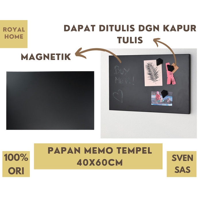 

Best Seller Iksvensas Papan Memo Tulis Tempel Hitam Steel Memo Board 60X40Cm
