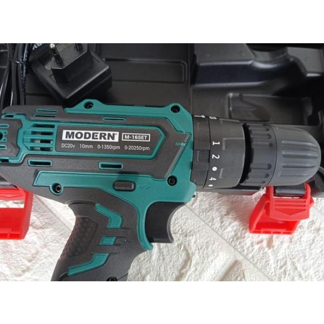 Cordless Impact Drill Set 20V Modern / Mesin Bor Baterai M16 M 16