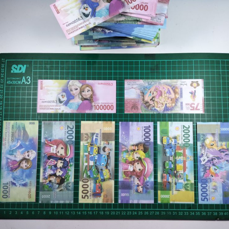 - iw 1000pcs Mainan UANG GAMBAR KARAKTER uang uangan uang-uangan Terkini`