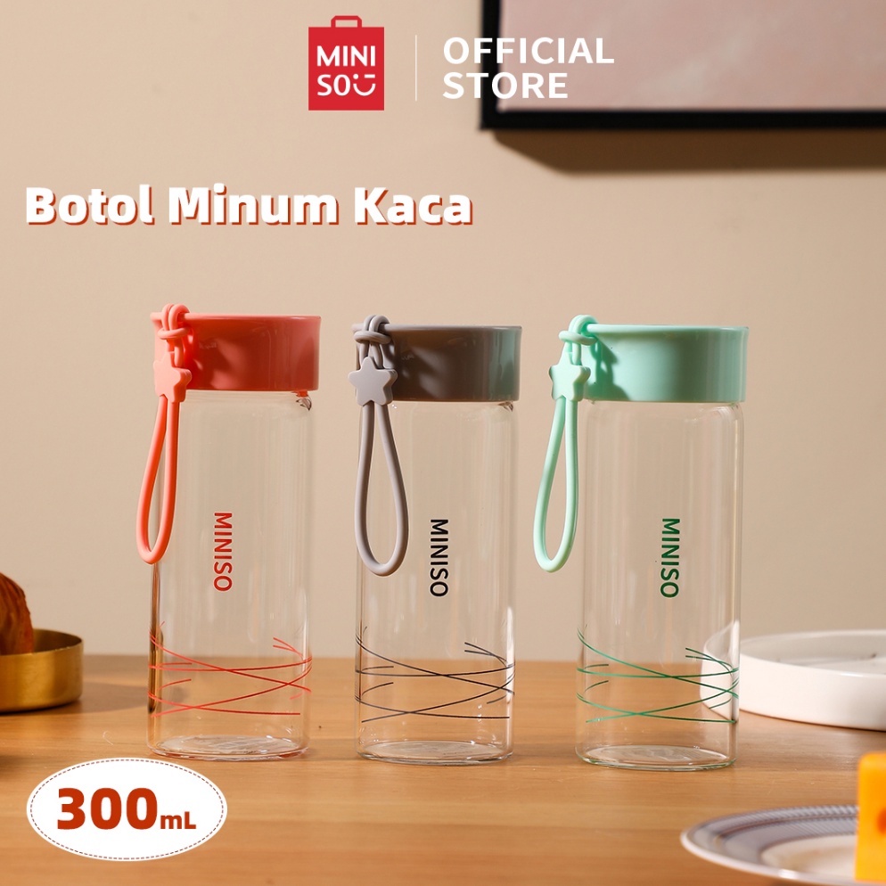 Lagi Promo MINISO - Botol Minum Kaca 300ml Botol Air Minum Kecil BPA Free Kaca Botol Air Panas Botol