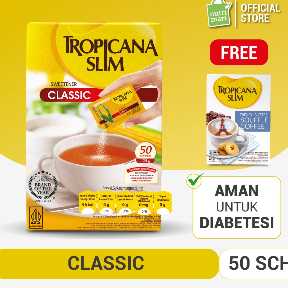 

Terbaru Tropicana Slim Sweetener Classic 50 Sachet - Pemanis untuk Bantu Batasi Gula