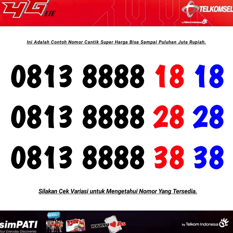 Big Sale!.. Kartu Perdana Nomor Cantik Telkomsel Simpati HOKI 88888 888 88888 88888 9898 8989 7878 2