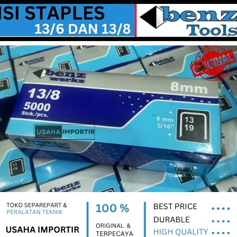 

[0B982] Jual Isi Staples Tembak Merek Benz Ukuran 8mm 6mm / 13/6 dan 13/8 Original Murah berkualitas Terbaru Isi Staples Manual / Steples Tembak Benz Werkz Original Tembakan Tanggan @UsahaImportir 9380