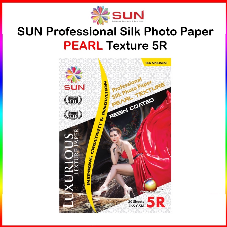

92 Kertas Foto 5R Doff Silky Texture Kulit Jeruk - SUN Professional Silky Photo Paper 265 5 R, Motif Silky Pearl, Satin/Luster ( Support epson/canon/hp/brother ori/dye/pigment/art paper ink - 664, 003, 673, 790, 810, BT5000, GT51 52, dll) 75