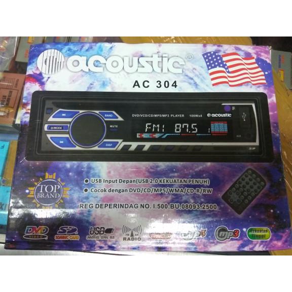 Car Dvd Player Usb Acoustic Ac 305 Ac305 Tape Mobil Head Unit 4X100W