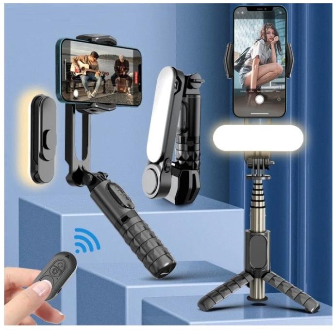 Gimbal Stabilizer L09 Selfie Stick Tripod Shooter Lampu HP Smartphone