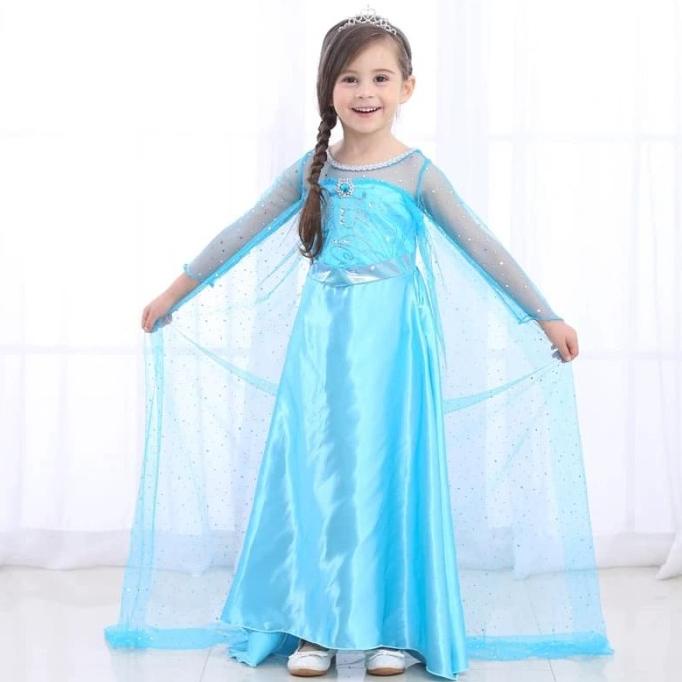 Baju Elsa Frozen Anak / Baju Elsa Frozen Biru Glamour Princess CG23