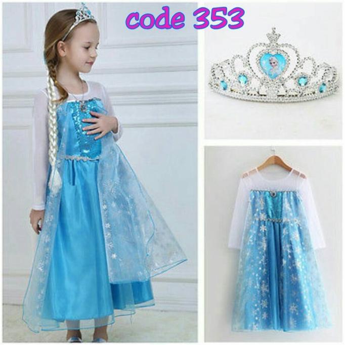 kostum elsa princess frozen / baju dress elsa welcome resellers 3531
