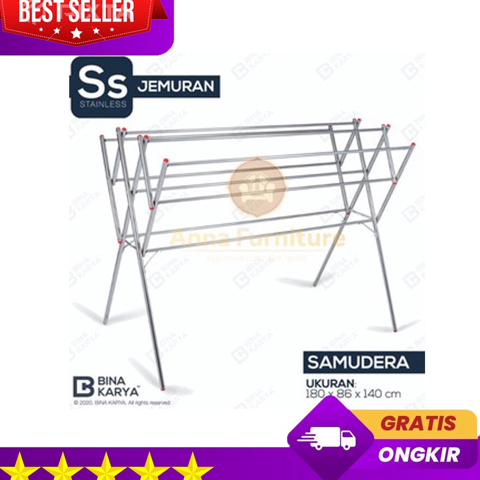 ➛➙❅⋆ ORIGINAL BINA KARYA - JEMURAN PAKAIAN / JEMURAN BAJU JUMBO  BAHAN STAINLESS / ALMUNIUM ANTI KAR