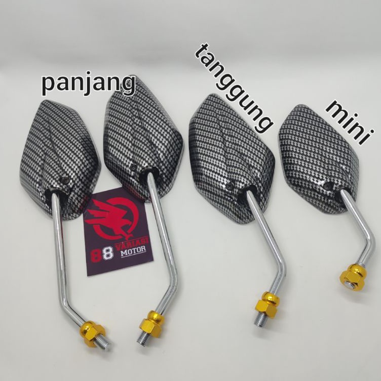 [☑/❦FPS) Spion Yamaha Jupiter Karbon Gagang Crome Panjang - Tanggung - Kecil / Spion Variasi Karbon 