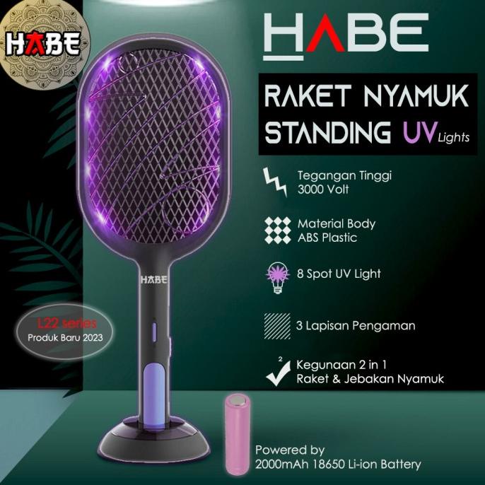 *$*$*$*$] HABE Raket Nyamuk UV Multifungsi Standing Mosquito Trap Swatter