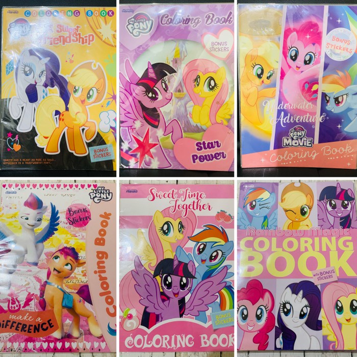 Bestseller My Little Pony Large Coloring Book Buku Mewarnai Anak Stickers Random