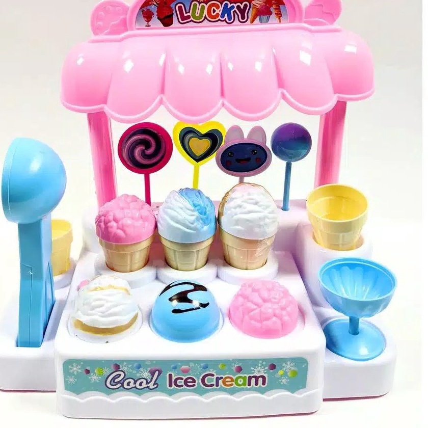 ➬ T0328 DINASTY TOYS MAINAN ICE CREAM CANDY HOUSE MUSIC LED LI1 MAINAN ANAK TOKO ICE CREAM LI 1 i Te