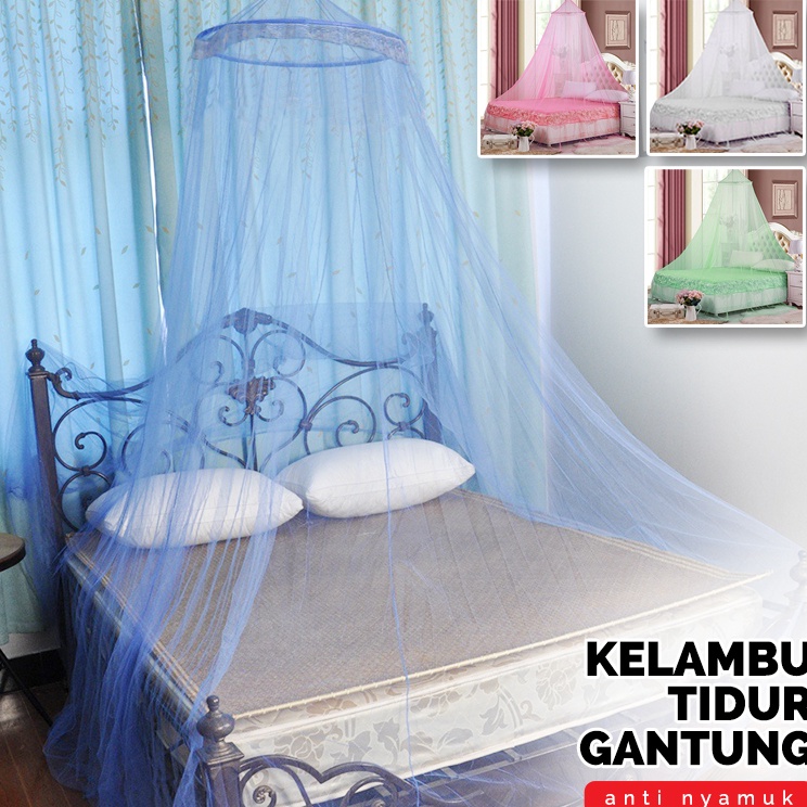 ➣GKj Kelambu Jaring Gantung Tempat Tidur Anti Nyamuk Ukuran 250x60cm Perlengkapan Rumah Aksesoris Te