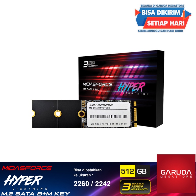 Murah.. SSD M2 SATA 512GB M.2 SATA 512GB MIDASFORCE HYPERLIGHTNING 44