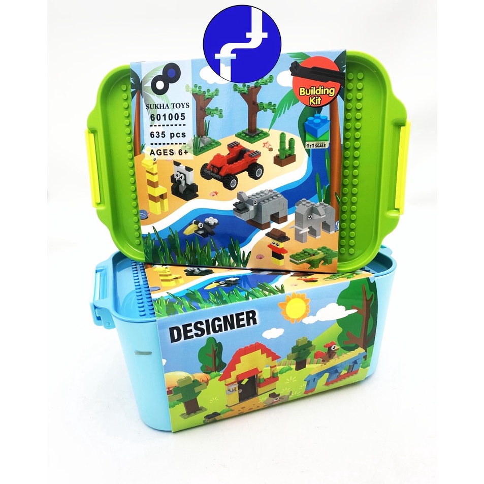 ➙ Mainan Anak Building Kit Panlos Brick Wange Designer 625 Blocks BOX Hijau dan Biru 601005 ✳ Harga 
